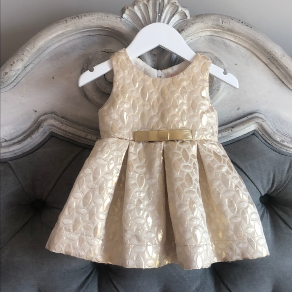 ZOE LTD baby girls gold dress formal wedding 12m